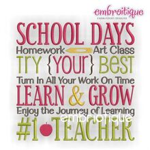 School Days Teacher Word Block