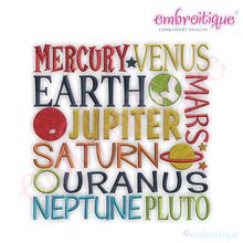 Planet Word Block Embroidery Design