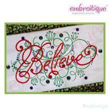 Believe Vintage Flourish Embroidery Design - Small