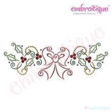 Bow and Holly Border Embroidery Design - Large