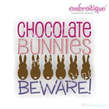 Chocolate Bunnies Beware Easter Embroidery Design