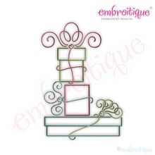 Curly Stacked Presents Embroidery Design - Small
