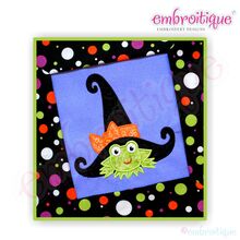 Frog with Witch Hat and Bow Applique