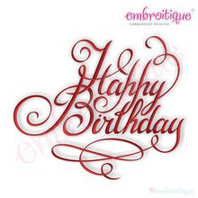 Happy Birthday Calligraphy Script Embroidery Design
