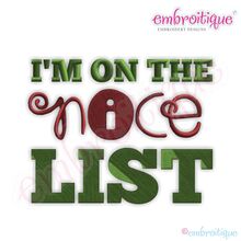 I'm on the Nice List Filled Embroidery Design
