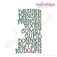 Reindeer Names Embroidery Design - Large