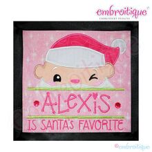 Santa's Favorite Split Name Frame Applique - Large