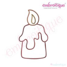Simple Christmas Candle Embroidery Design - Small