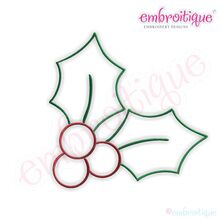 Simple Christmas Holly Embroidery Design - Small