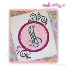 Swirly Curly Circle Applique Font Frame
