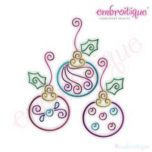 Twirly Ornament Trio Embroidery Design - Large