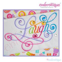 Laugh Calligraphy Script Embroidery Design - Large