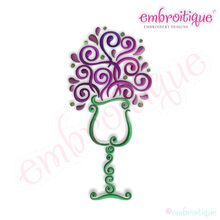 Curly Wine Glass 4 Embroidery Design