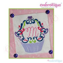 Damask Cupcake Embroidery Design - Large