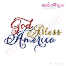 God Bless America Script Embroidery Design