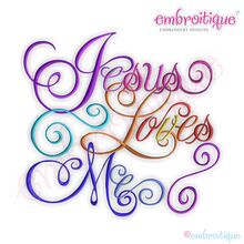 Jesus Loves Me Calligraphy Script Embroidery Design - Large