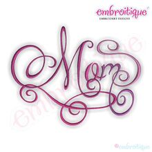 Mom Calligraphy Script Embroidery Design - Small