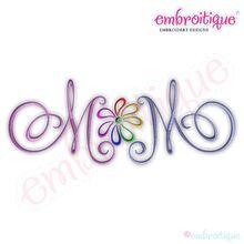 Mom with Flower Calligraphy Script Embroidery Design - Large