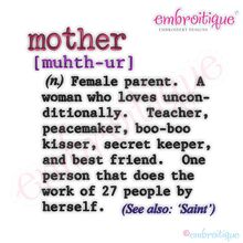 Mother Definition Embroidery Design