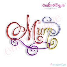 Mum Calligraphy Script Embroidery Design