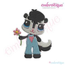 Skunk with a Flower Filled Embroidery Design
