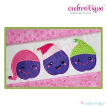 Christmas Three Sugar Plums Applique - Large