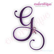Pink Cancer Awareness Ribbon with Heart Center Accent