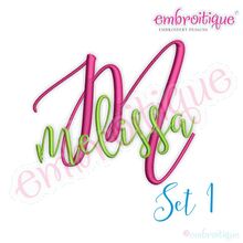 Melissa Monogram Set - Hand Lettered Calligraphy Script - Set 1- 1", 2", 3"