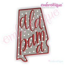 Alabama State Shape Hand Lettered Applique USA United States Roll Tide Crimson
