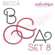 Becca Set 8 - EXCLUSIVE - Thin Calligraphy Swash Upright Alphabet Font for Machine Embroidery