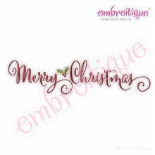 Calligraphy Script Merry Christmas with Holly