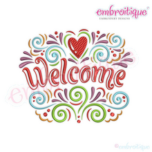 Welcome Fancy Flourish with Heart - Beautiful Home decor design for machine embroidery