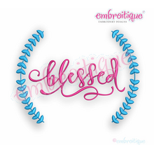 Blessed Script with Wreath - Family Thanksgiving Autumn - machine embroidery design