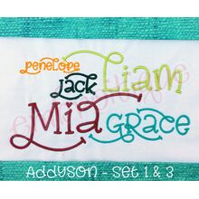 Addyson Set 3 Whimsical Machine Embroidery Alphabet Monogram Font -Embroitique Great for Boys and Girls