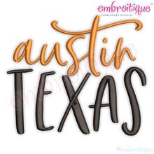 Austin Texas Calligraphy ATX Longhorns Texan United States USA South Southern Embroitique -  Digital Machine Embroidery File