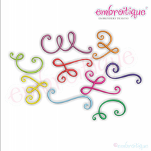Curly Swirly Calligraphy Flourish Accent Embellishment Super Set - 9 Designs 11 sizes each!  Embroitique Machine Embroidery Design