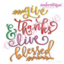 Give Thanks &  Live Blessed with Branches Embroitique  Machine Embroidery Design Pattern