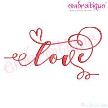 Love Curly Heart  Wedding Machine Embroidery Design Embroitique Valentine's Day Heart Calligraphy