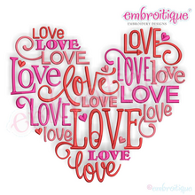 Love Word Heart Jumble Valentine's Day Machine Embroidery Design