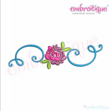 Spring Flower with Curly Flourish Border Frame - Machine Embroidery Design - Embroitique