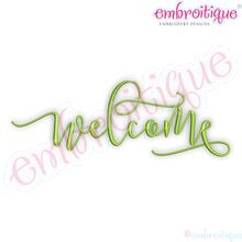welcome in script font