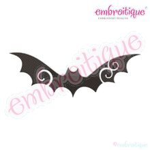Swirly Flourish Chevron Fill Stitch Bat 1 - Halloween Fall