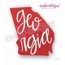 Georgia State Shape Hand Lettered - Embroitique Machine Embroidery Design