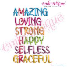 MOTHER Amazing Loving Strong Happy Selfless Graceful