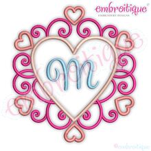 Curly Heart Monogram Font Frame