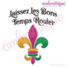 Laissez Les Bons Temps Rouler Fleur De Lis filled French Mardi Gras FILL STITCH New Orleans - Instant Download Machine Embroidery Design
