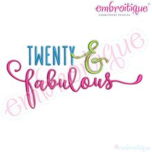 Twenty and Fabulous Birthday Celebration Machine Embroidery Design
