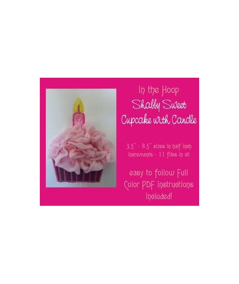 ITH Shabby Sweet Ruched Cupcake with Candle, 2 image