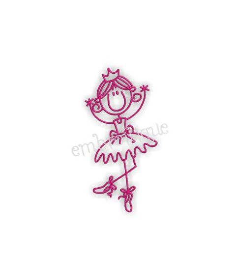 Ballerina Stick Girl Embroidery Design, 2 image