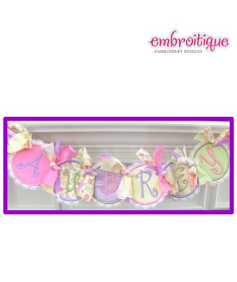 Dainty Dot Round Scalloped Applique Banner - Birthday Nursery, 4 image